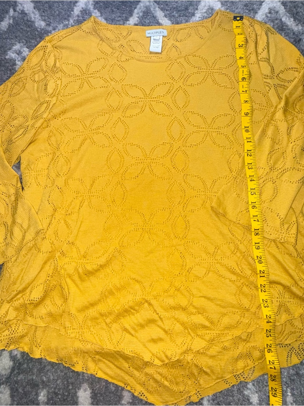 Multiples Sunny Yellow Eyelet Long Sleeve Top